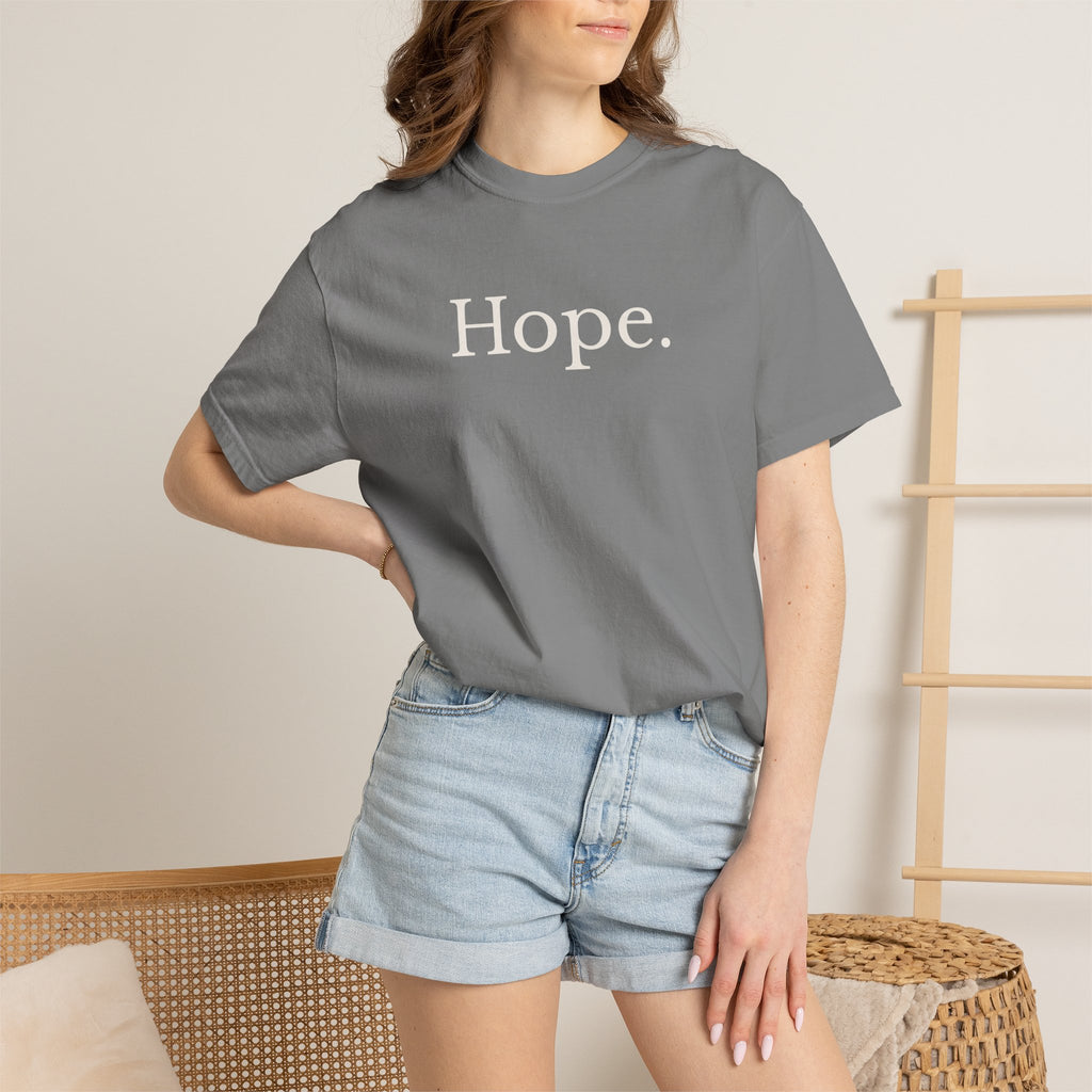 HOPE. Comfort Colors® Unisex Tee — Inspirational Front Print with Signature Bird