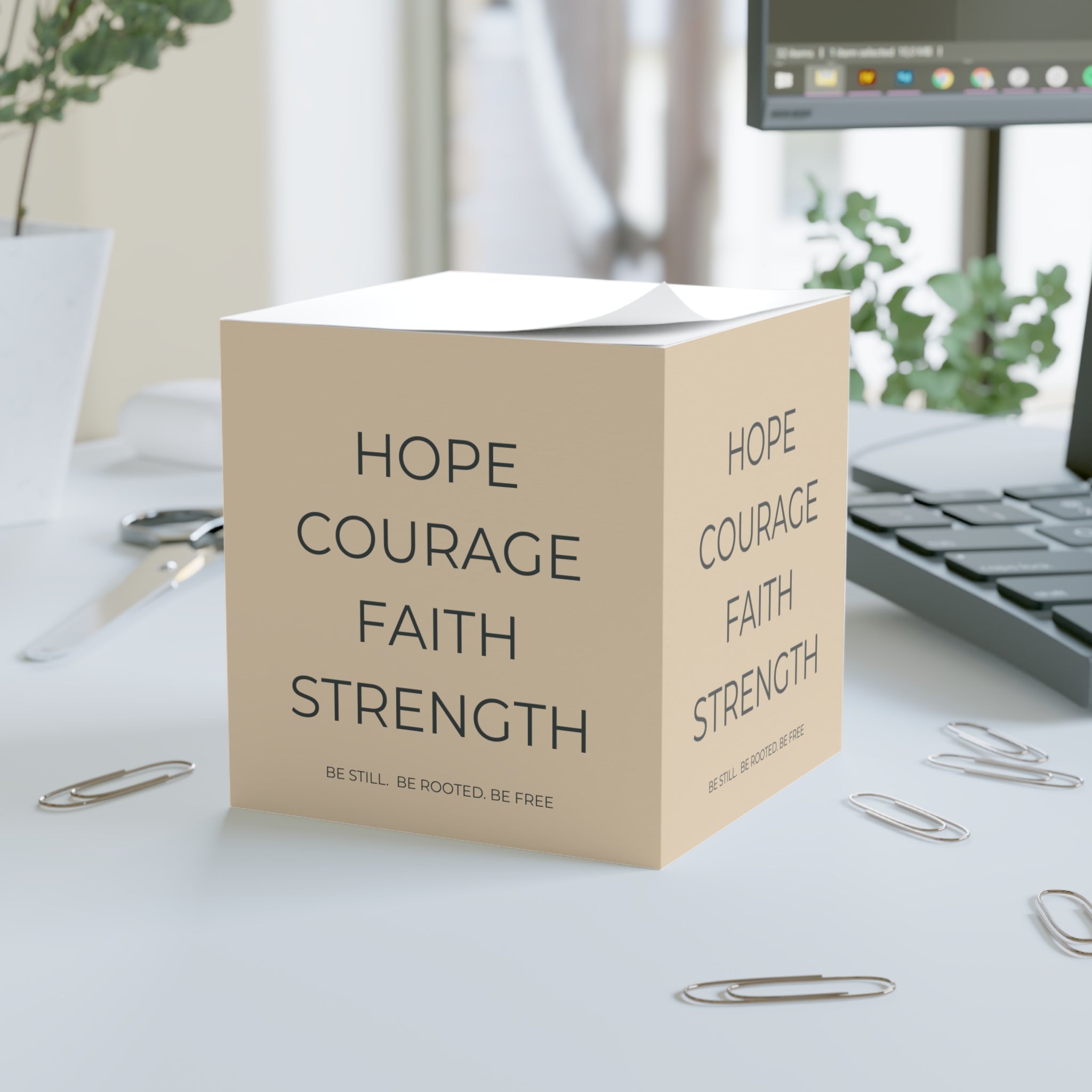 HOPE · FAITH · COURAGE · STRENGTH Note Cube | STL ROOTED