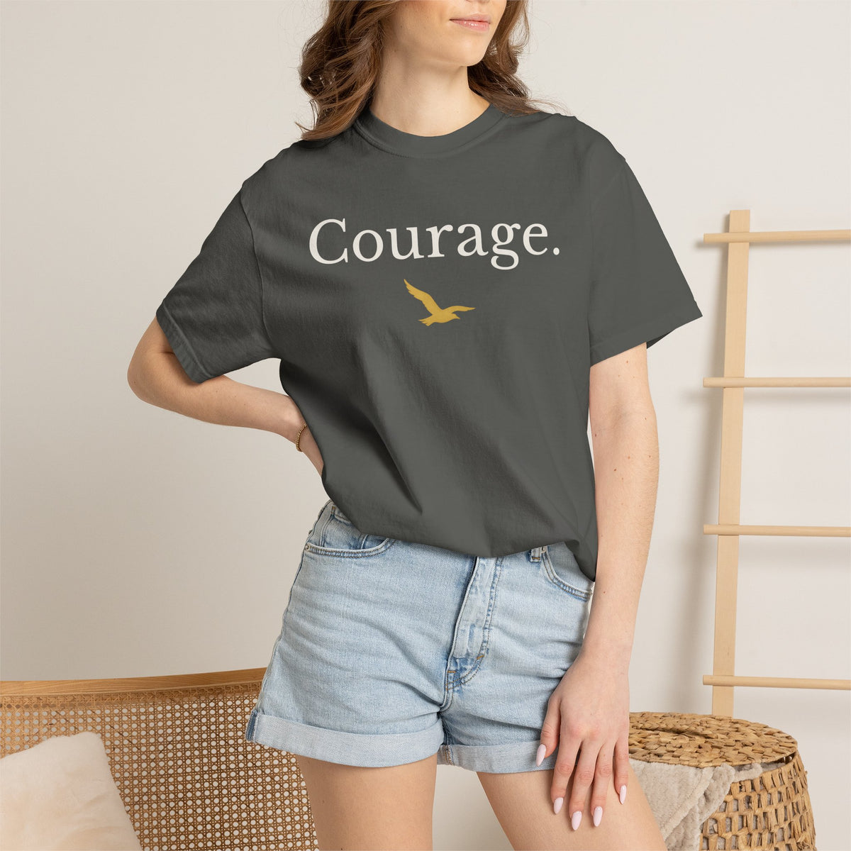 COURAGE. Comfort Colors® Unisex Tee — Minimalist Inspirational Graphic