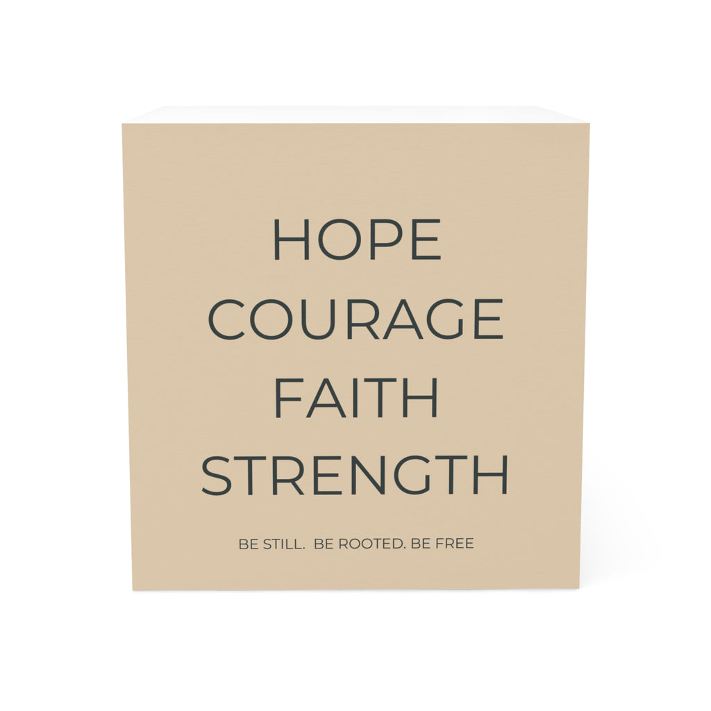HOPE · FAITH · COURAGE · STRENGTH Note Cube | STL ROOTED