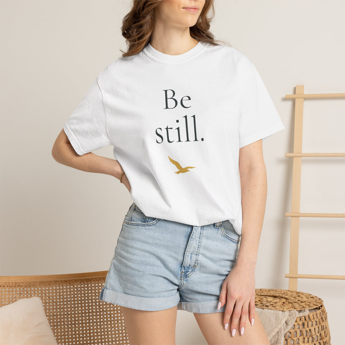 BE STILL Comfort Colors® Unisex Tee — Vertical Inspirational Graphic