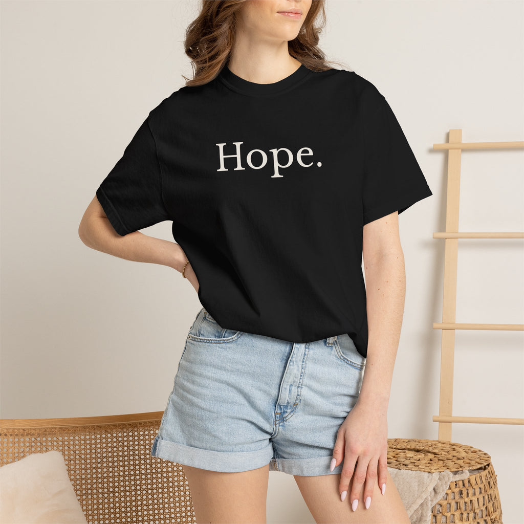 HOPE. Comfort Colors® Unisex Tee — Inspirational Front Print with Signature Bird