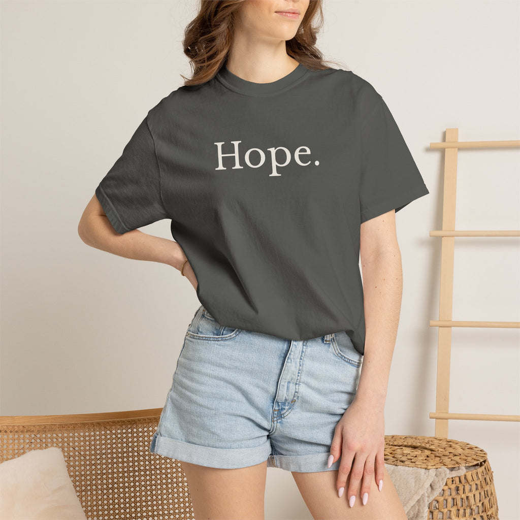 HOPE. Comfort Colors® Unisex Tee — Inspirational Front Print with Signature Bird